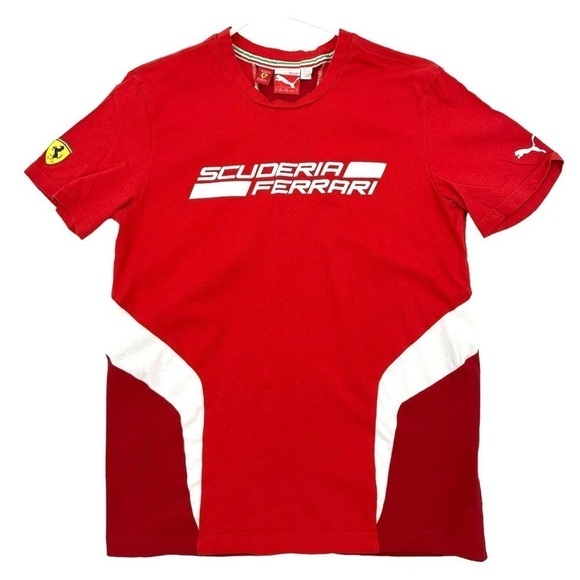 Ferrari Puma Tee Shirt Adult Small Red Short Sleeve Logo Graphic Top Racing - Picture 1 of 12